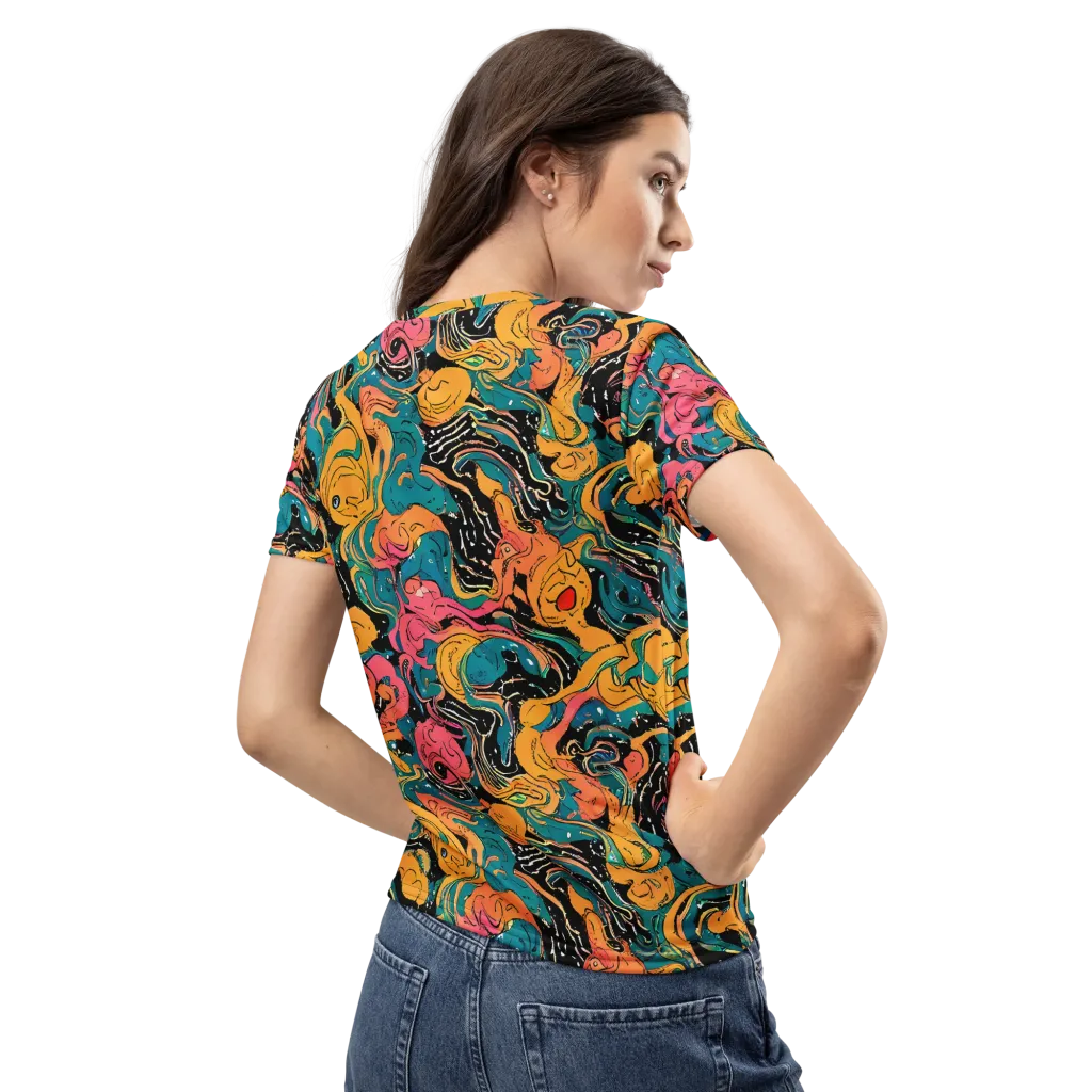 Ink Ocean on Women's Crew Neck T-Shirt — Back