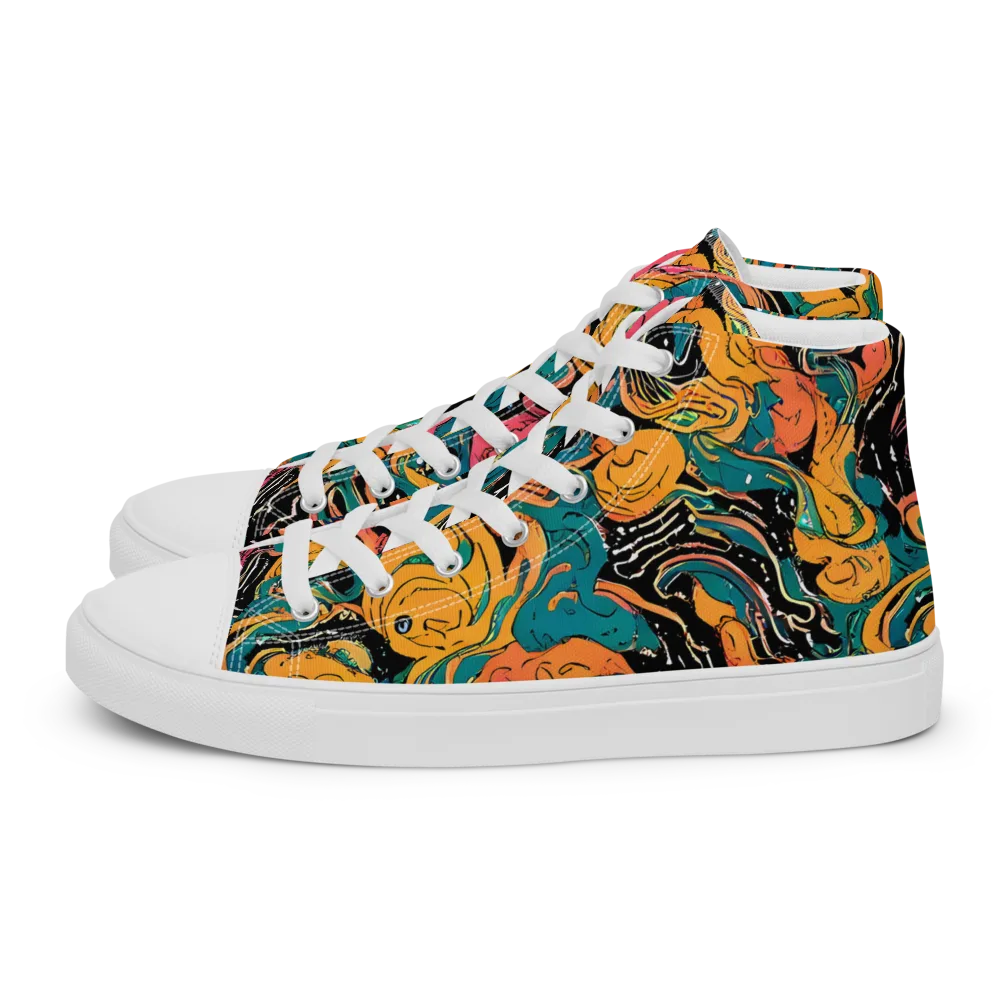 Ink Ocean on Women's High Top Canvas Shoes — Left