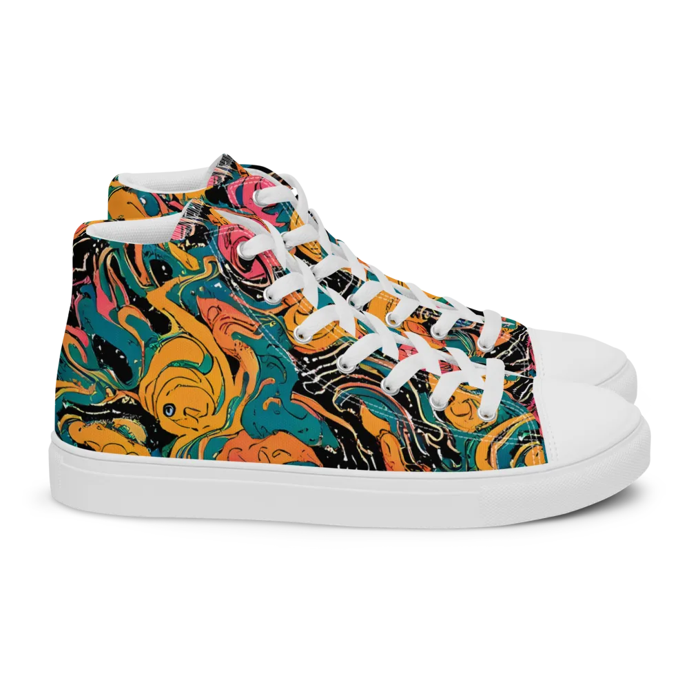 Ink Ocean on Women's High Top Canvas Shoes — Right