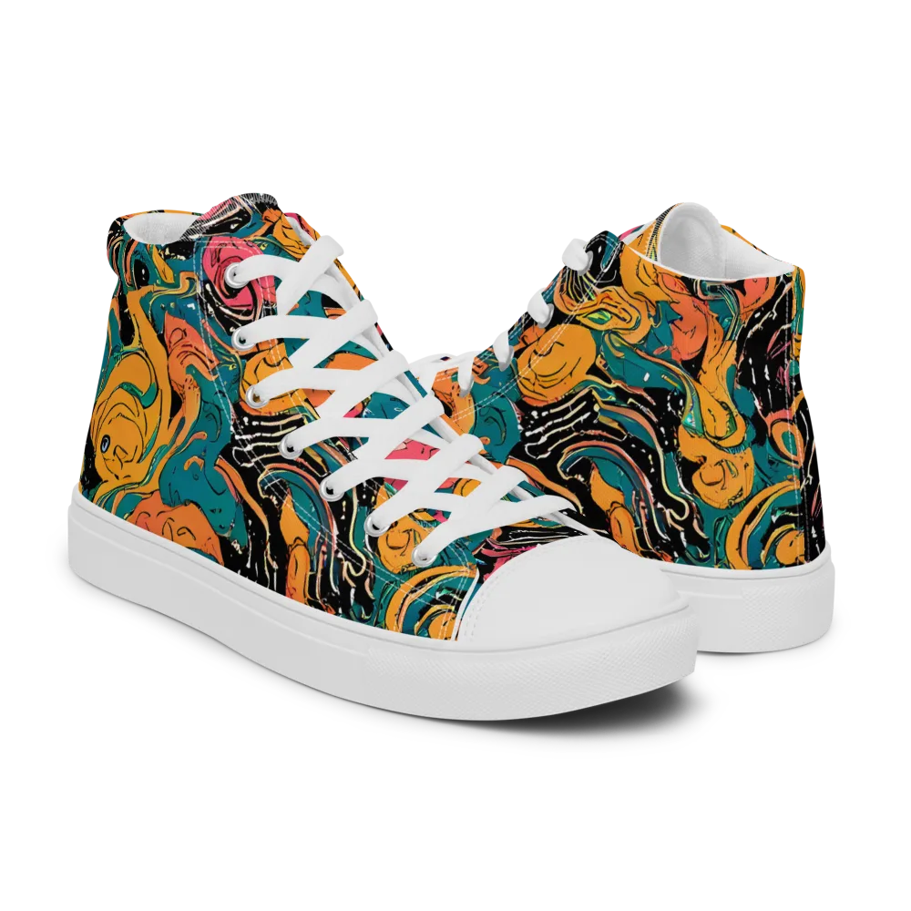 Ink Ocean on Women's High Top Canvas Shoes — Right