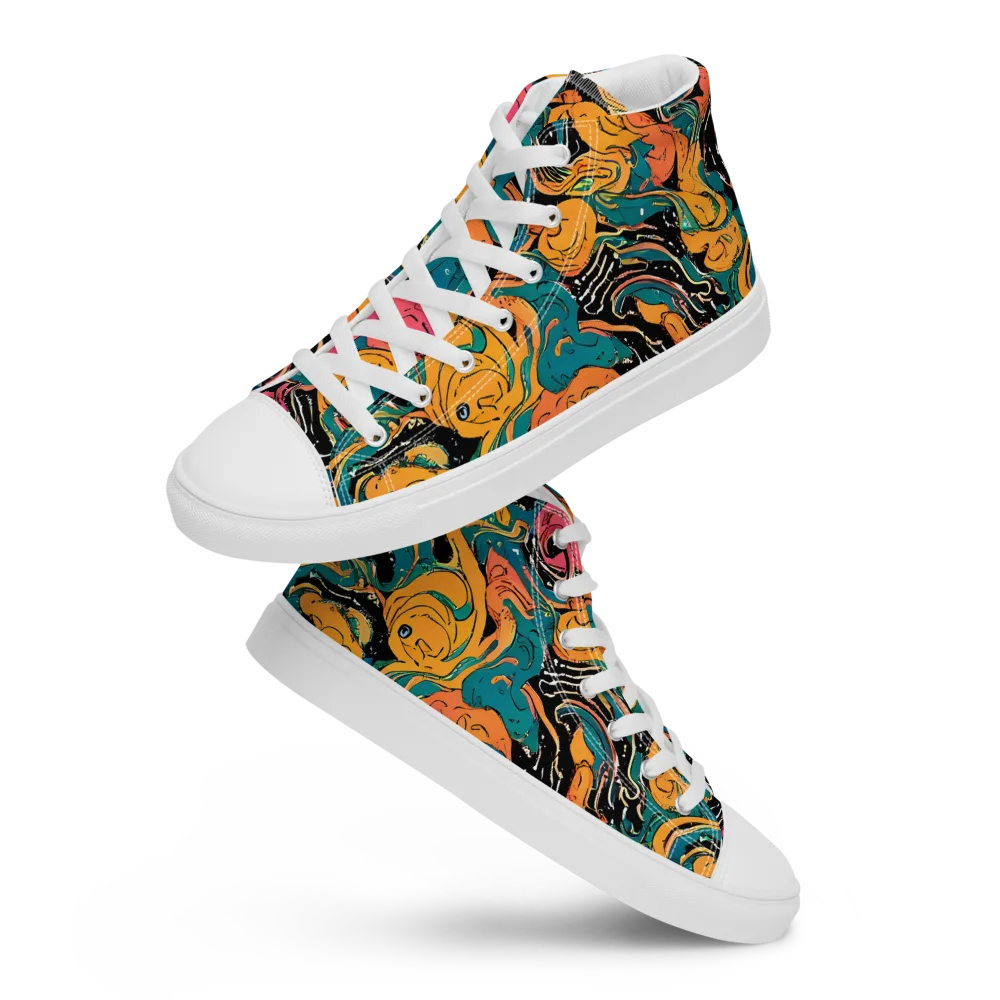 Ink Ocean on Women's High Top Canvas Shoes — Front