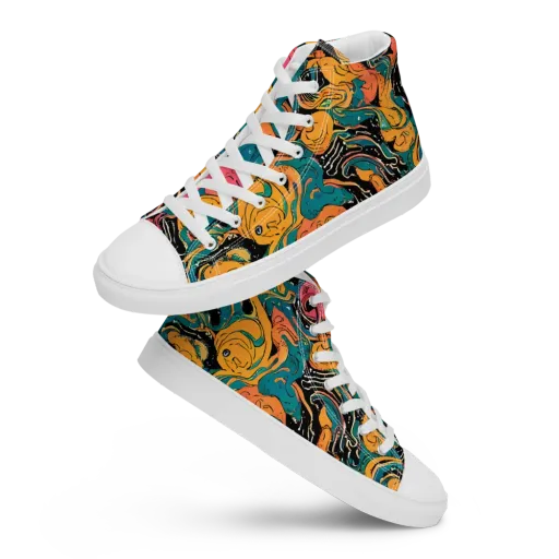 Ink Ocean on a Women's High Top Canvas Shoes