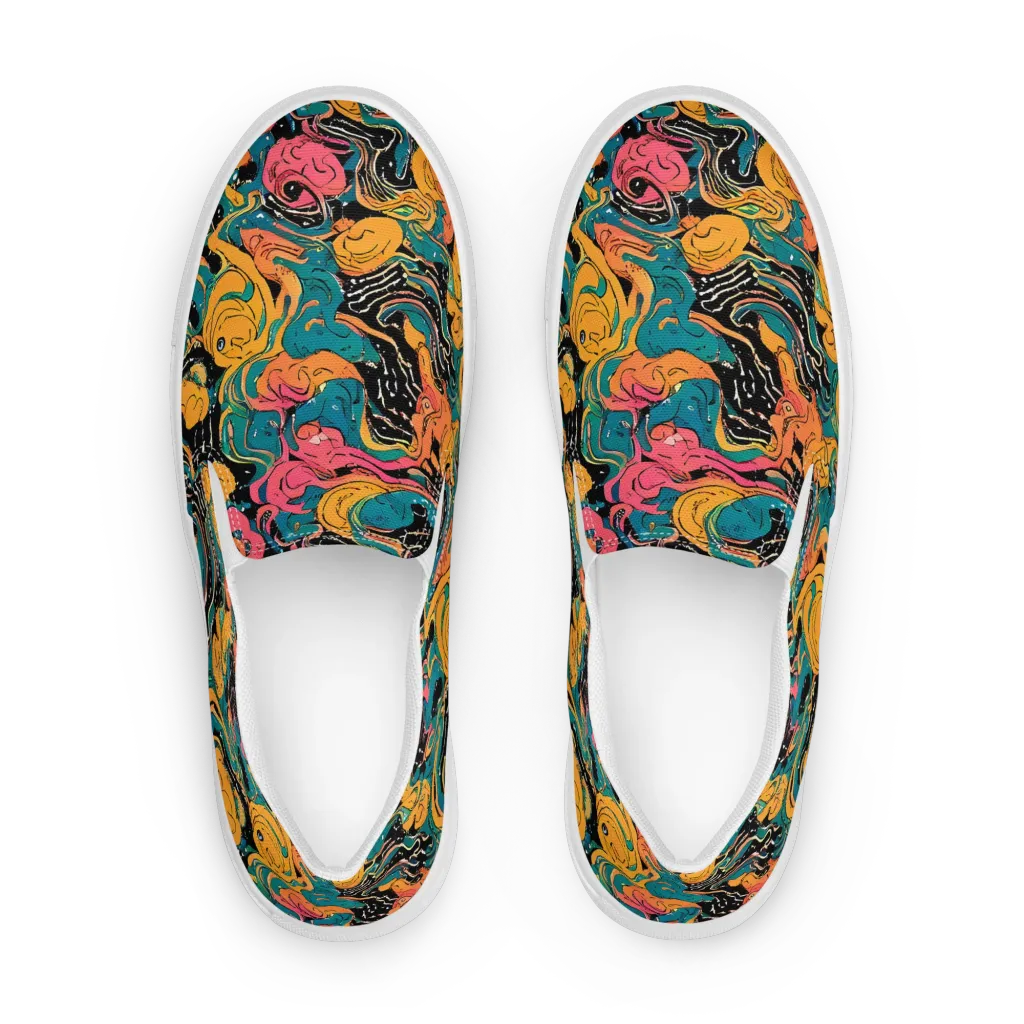 Ink Ocean on Men's Slip-On Canvas Shoes — Front