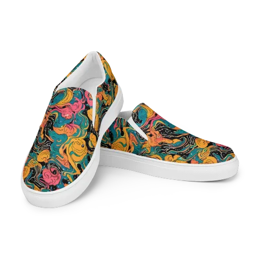 Ink Ocean on a Men's Slip-On Canvas Shoes