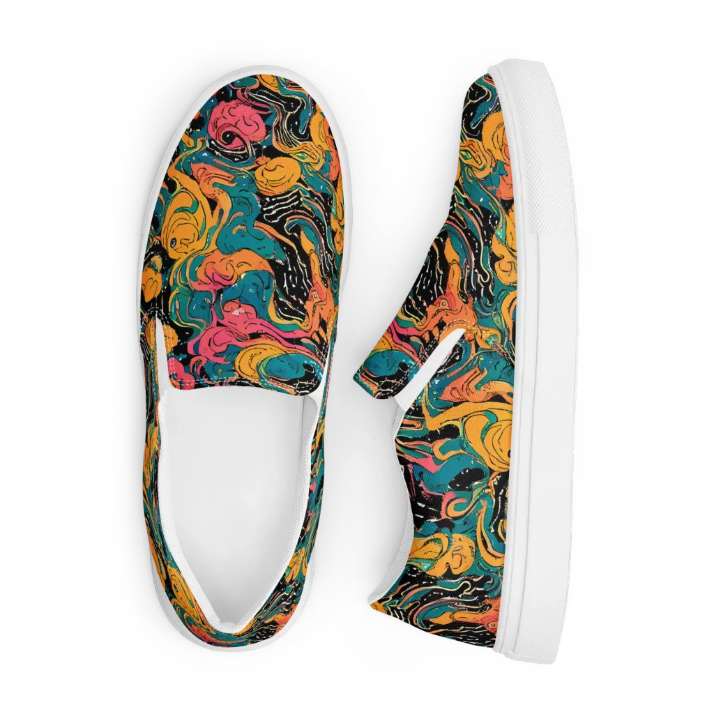 Ink Ocean on Men's Slip-On Canvas Shoes — Front