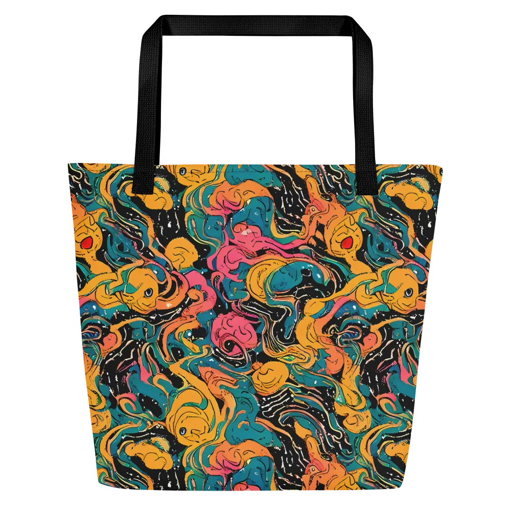 Ink Ocean on Large Tote Bag W/ Pocket — Front