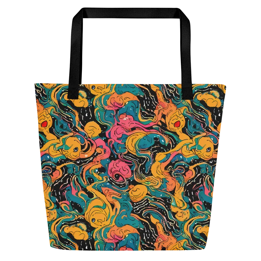 Ink Ocean on Large Tote Bag W/ Pocket — Front