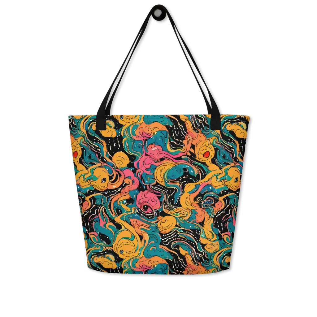 Ink Ocean on Large Tote Bag W/ Pocket — Front