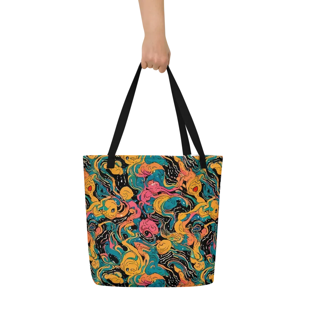 Ink Ocean on Large Tote Bag W/ Pocket — Front