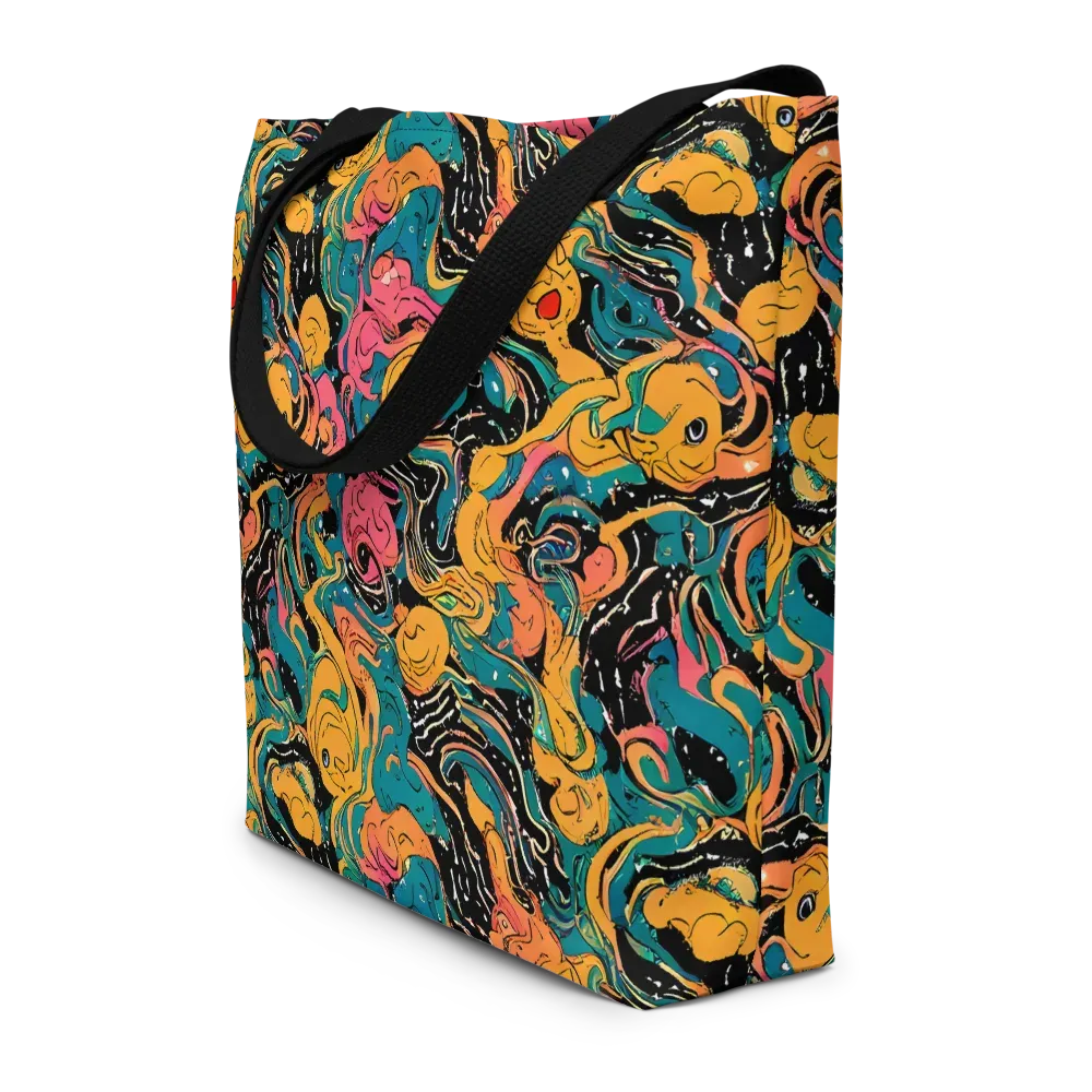 Ink Ocean on Large Tote Bag W/ Pocket — Front
