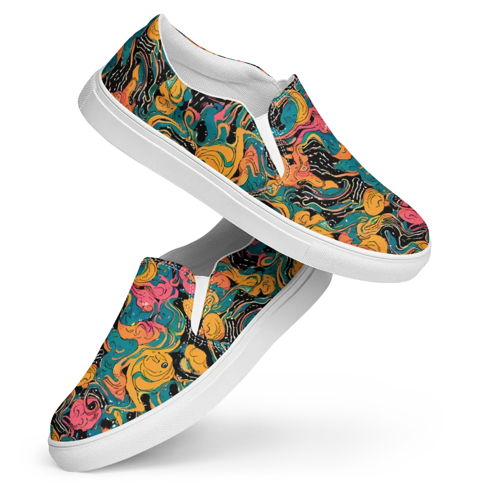 Ink Ocean on Women's Slip-On Canvas Shoes — Front