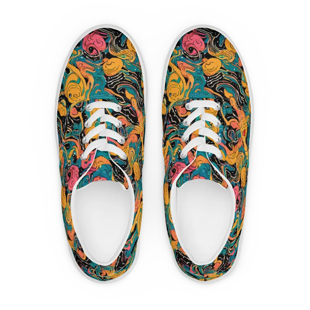 Ink Ocean on Men's Lace-Up Canvas Shoes — Front