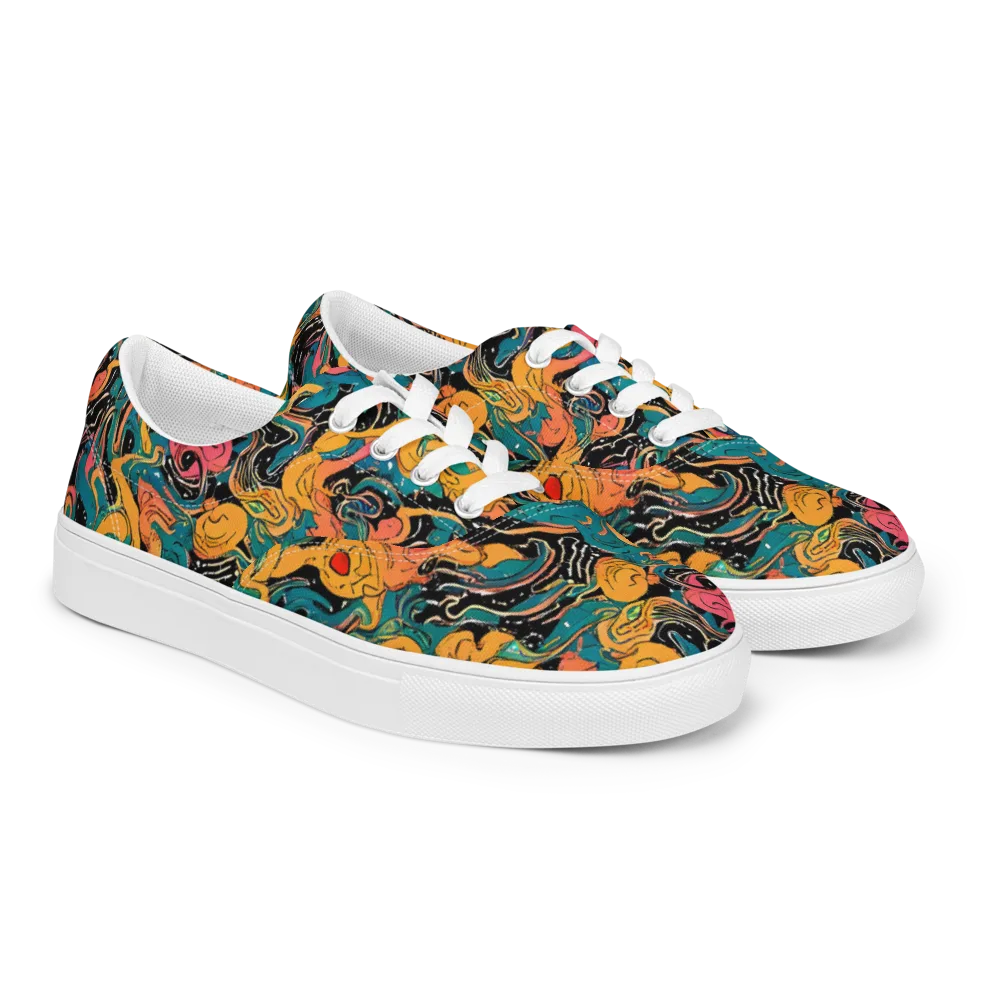 Ink Ocean on Men's Lace-Up Canvas Shoes — Right Front