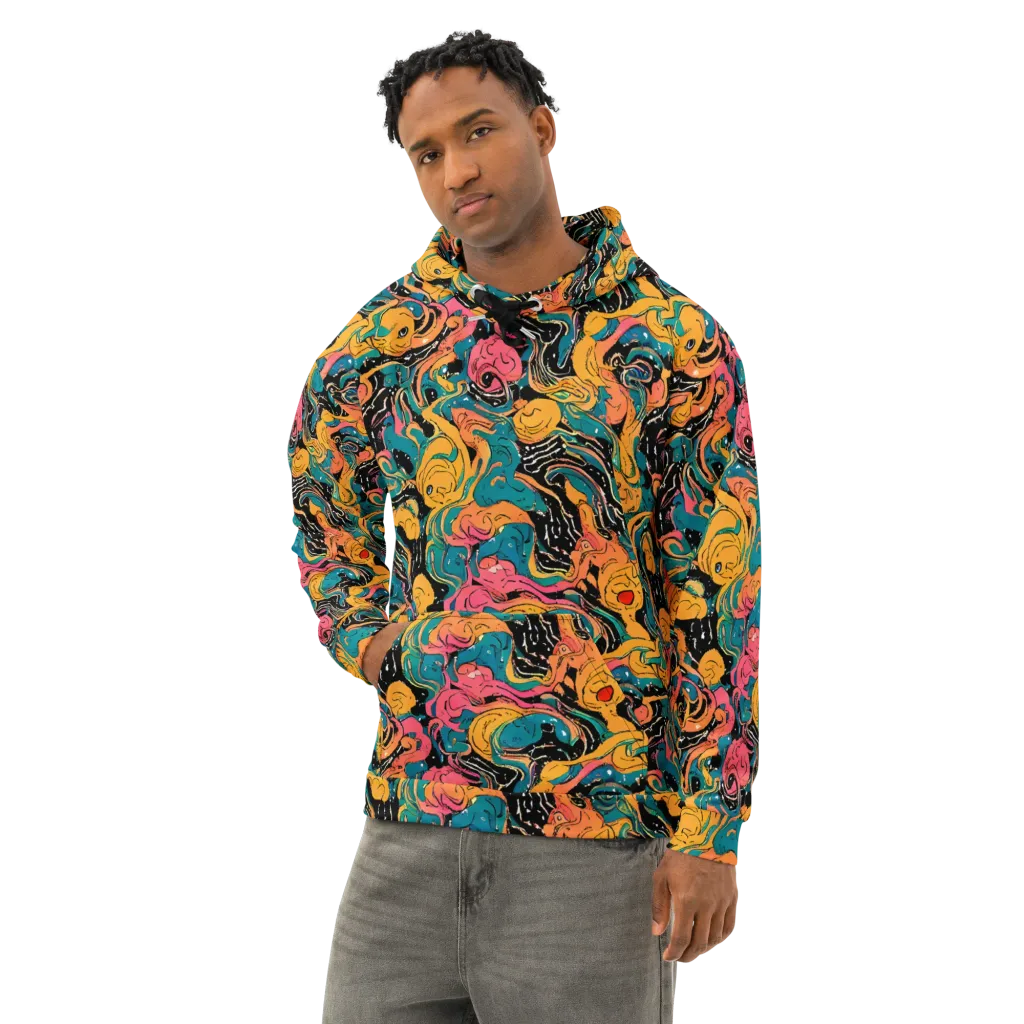 Ink Ocean on Cotton Hoodie — Left Front