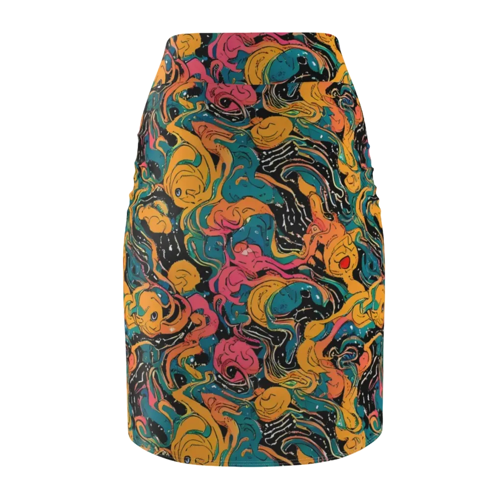 Ink Ocean on Pencil Skirt — Back