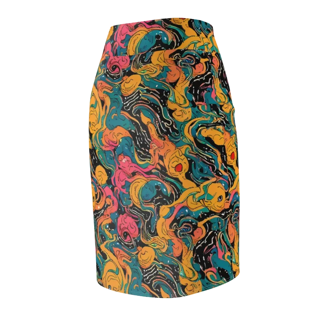 Ink Ocean on Pencil Skirt — Back Side