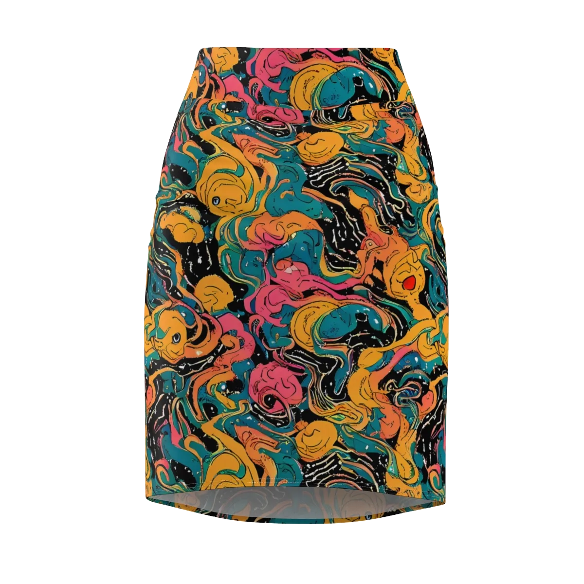Ink Ocean on Pencil Skirt — Front