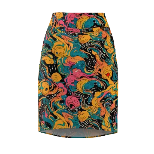 Ink Ocean on a Pencil Skirt