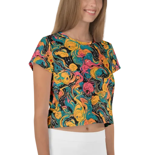 Ink Ocean on a Crop Tee