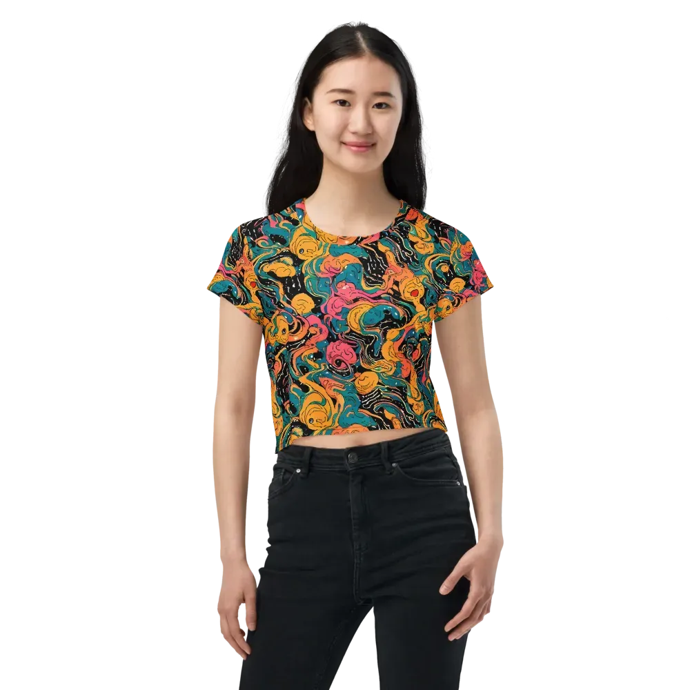 Ink Ocean on Crop Tee — Front
