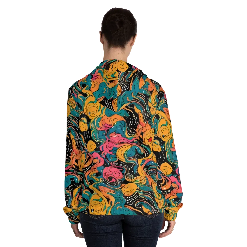 Ink Ocean on Women's Full-Zip Hoodie — Back On Person