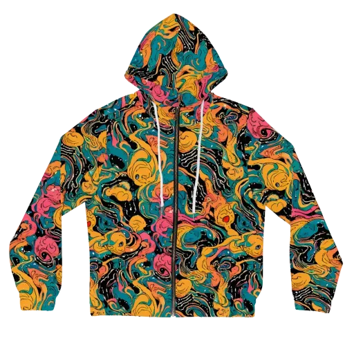 Ink Ocean on a Women's Full-Zip Hoodie