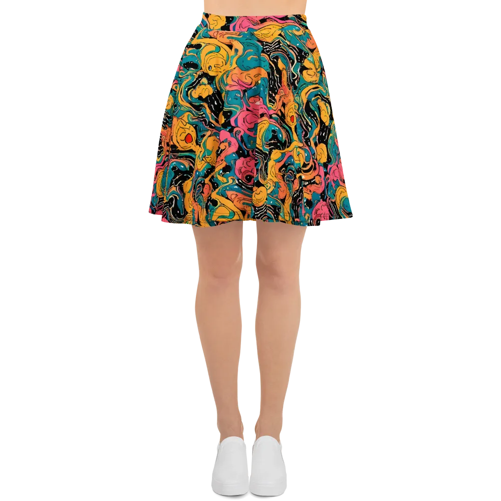Ink Ocean on Skater Skirt — Front