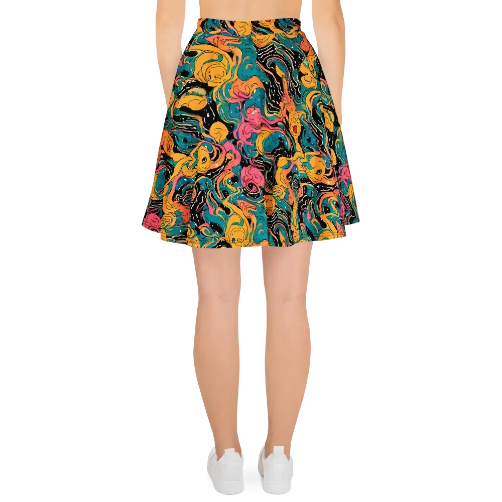 Ink Ocean on Skater Skirt — Back