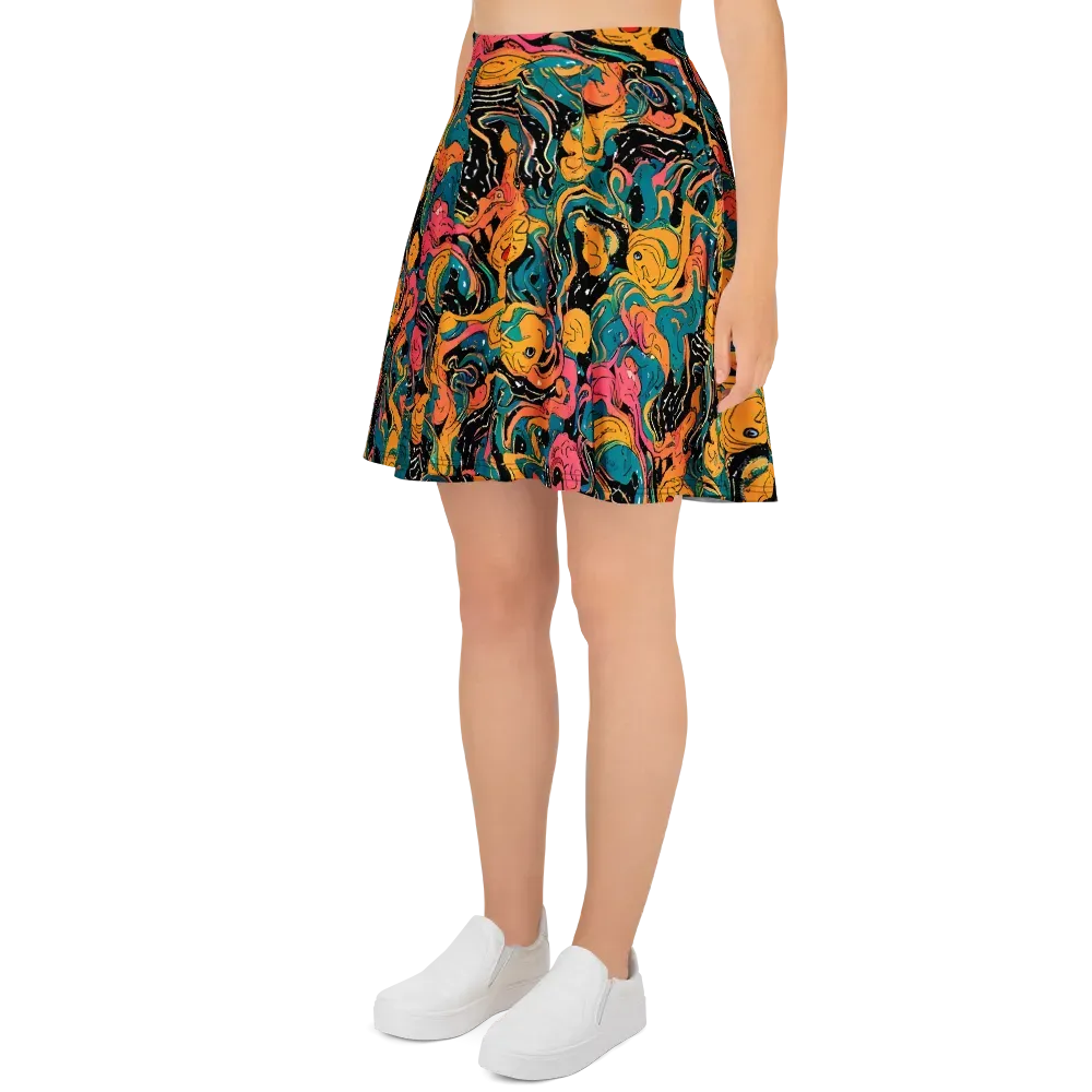 Ink Ocean on Skater Skirt — Left