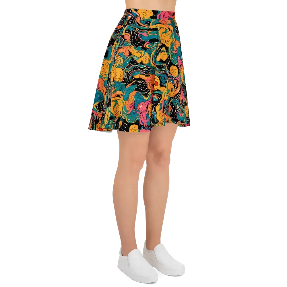 Ink Ocean on Skater Skirt — Right