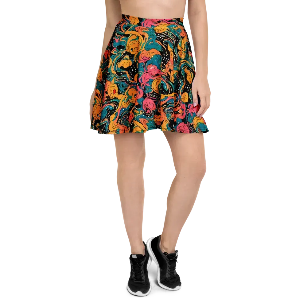 Ink Ocean on Skater Skirt — Front