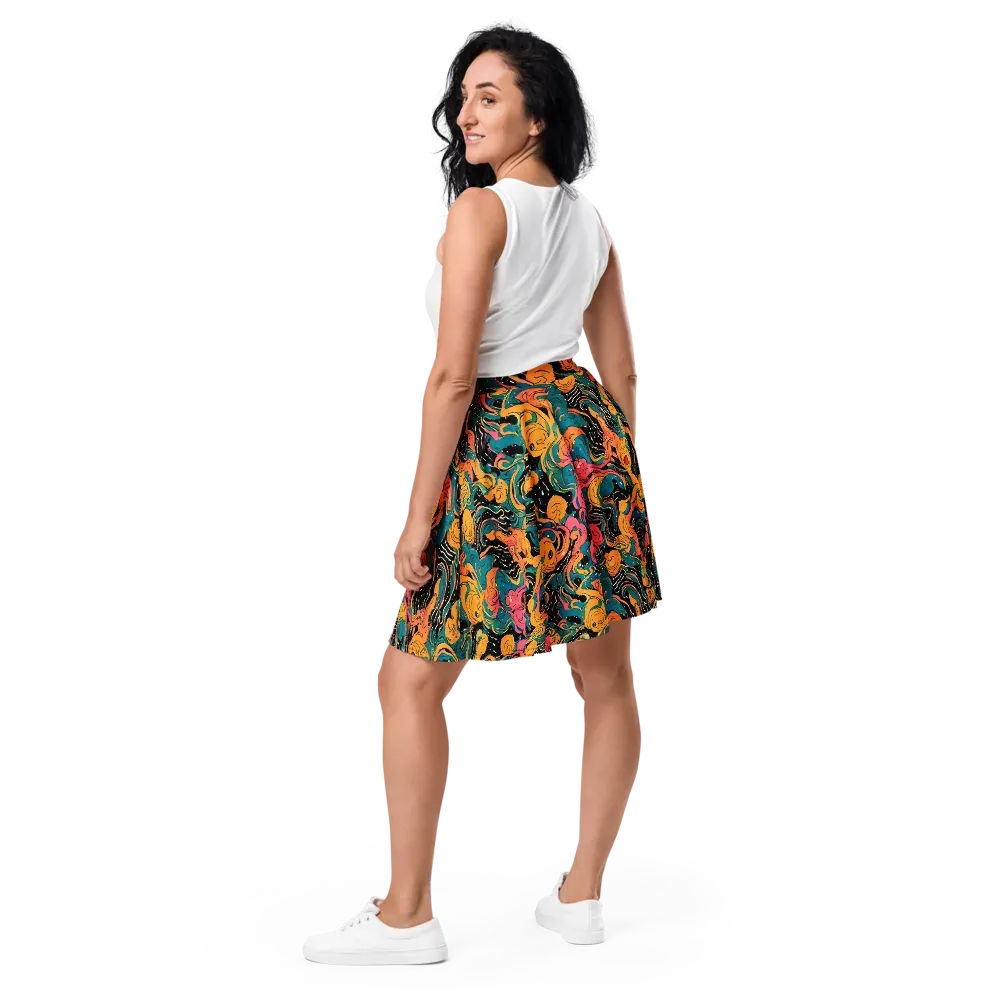 Ink Ocean on Skater Skirt — Back