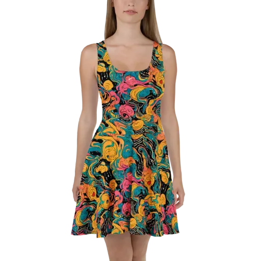 Ink Ocean on a Skater Dress
