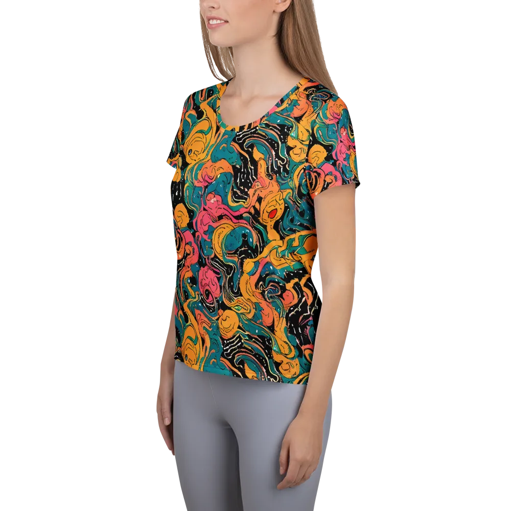 Ink Ocean on Women's Athletic T-Shirt — Left