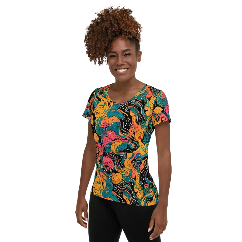 Ink Ocean on Women's Athletic T-Shirt — Left
