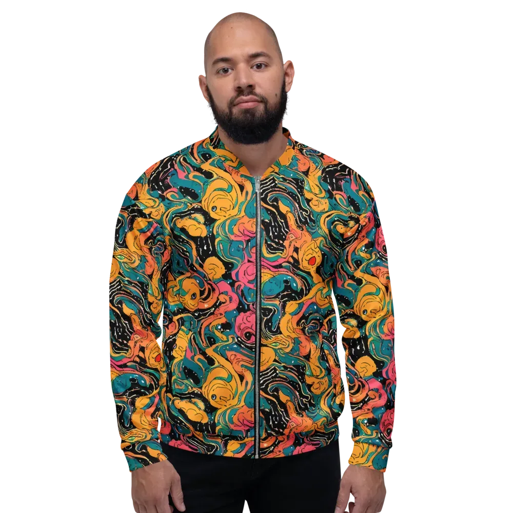 Ink Ocean on Bomber Jacket — Front