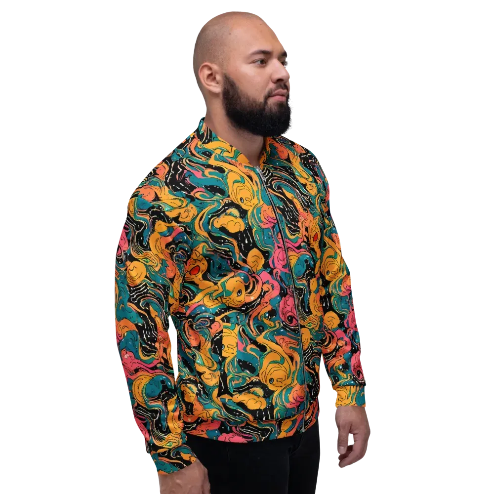 Ink Ocean on Bomber Jacket — Right