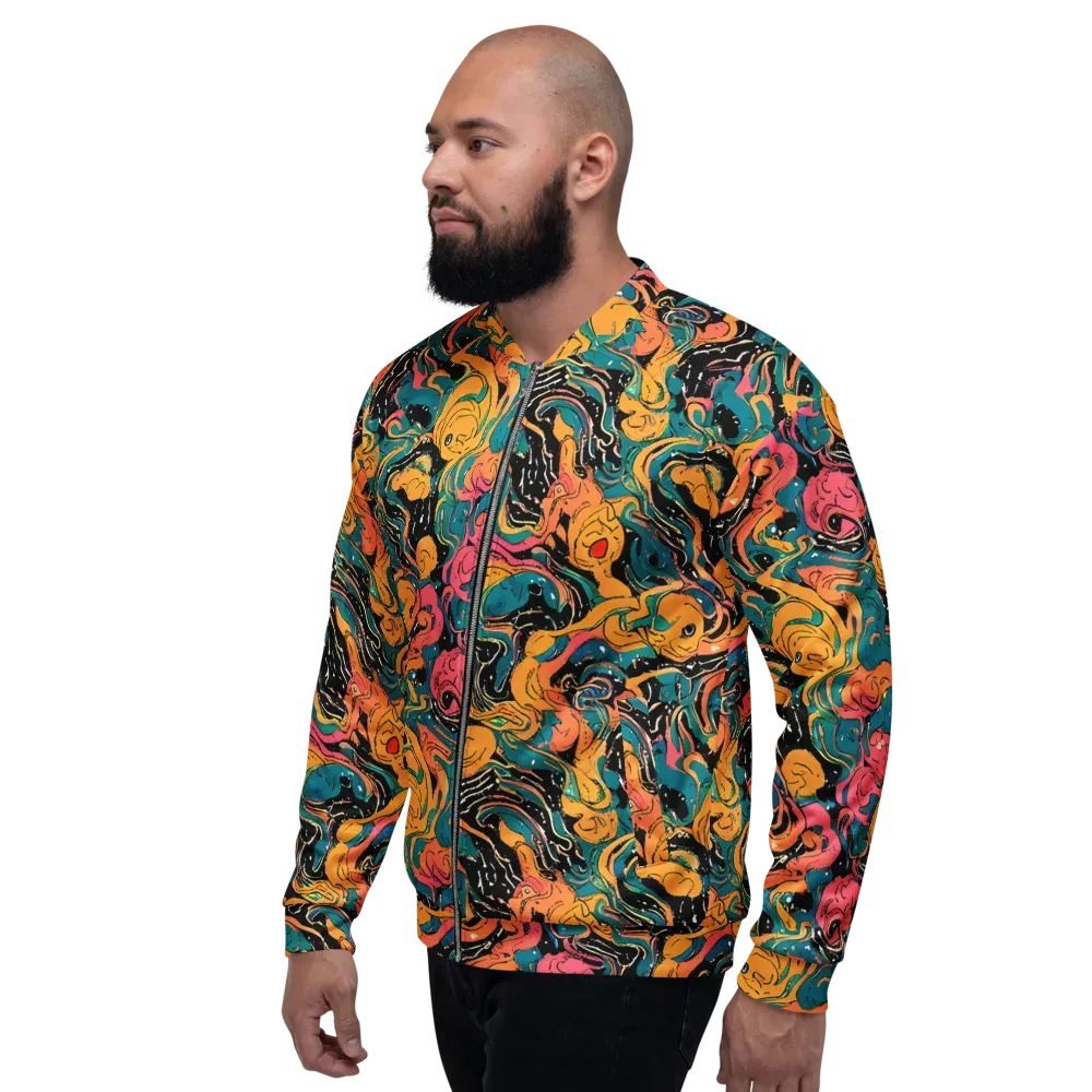 Ink Ocean on Bomber Jacket — Left