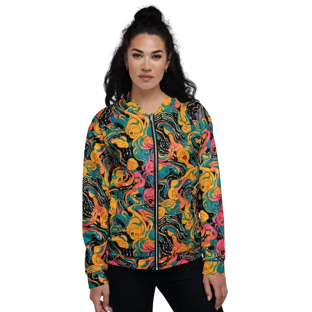 Ink Ocean on Bomber Jacket — Front