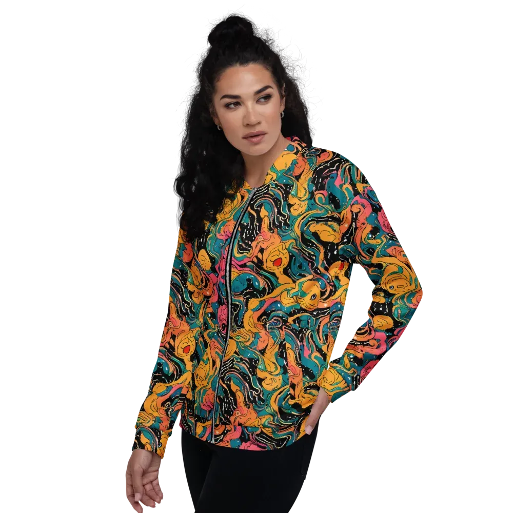 Ink Ocean on Bomber Jacket — Left