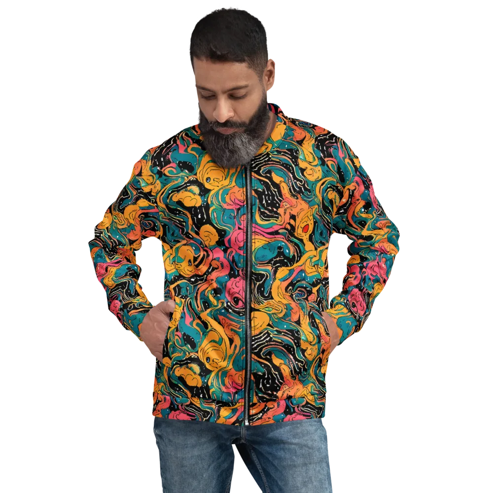 Ink Ocean on Bomber Jacket — Front