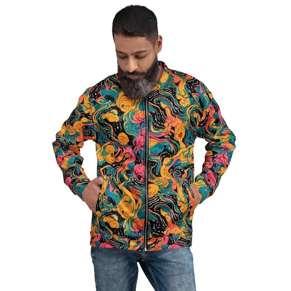 Ink Ocean on Bomber Jacket — Front
