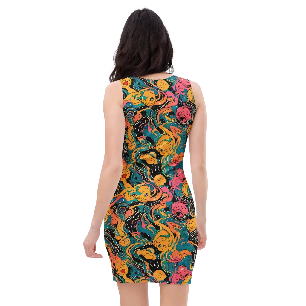 Ink Ocean on Bodycon Dress — Back
