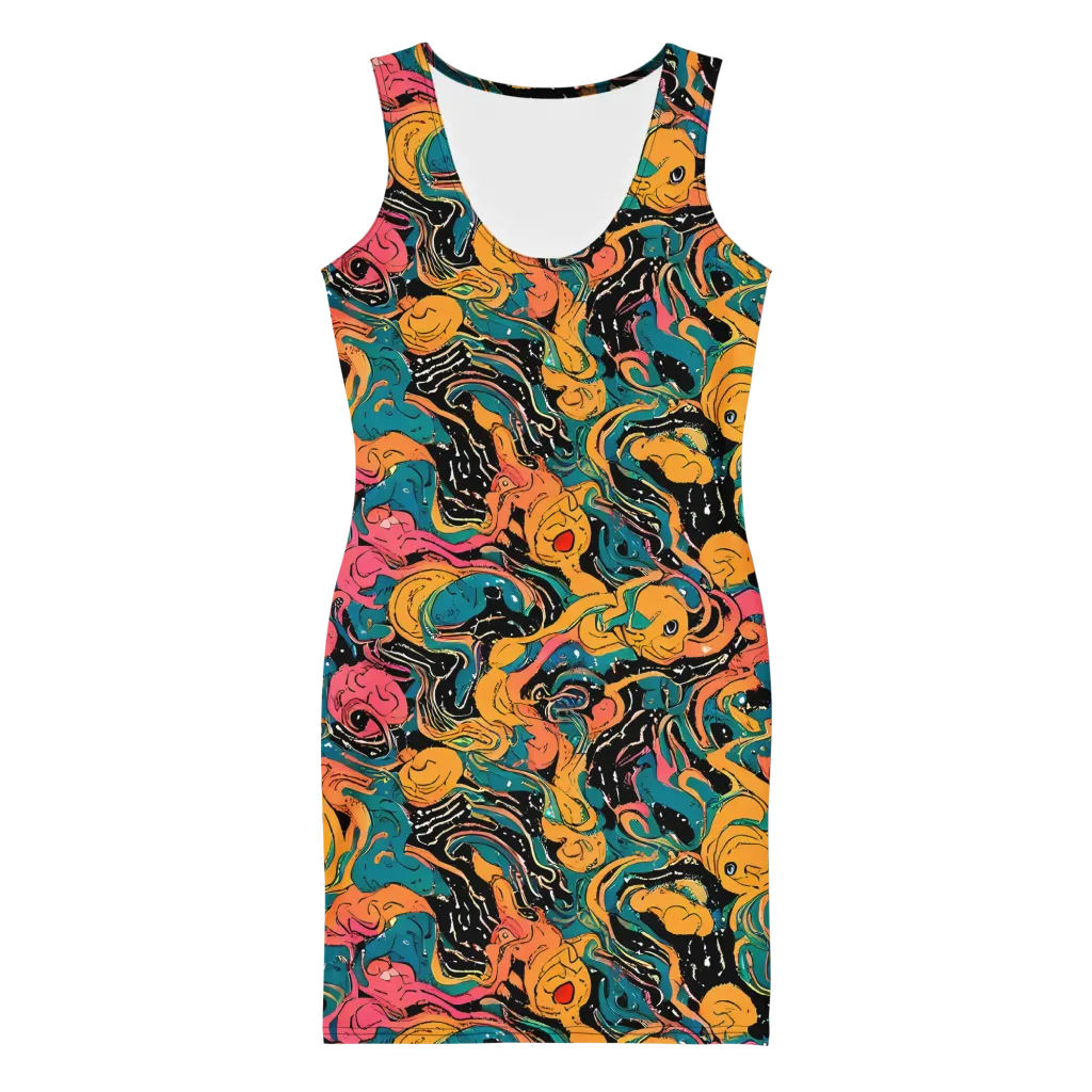 Ink Ocean on Bodycon Dress — Front