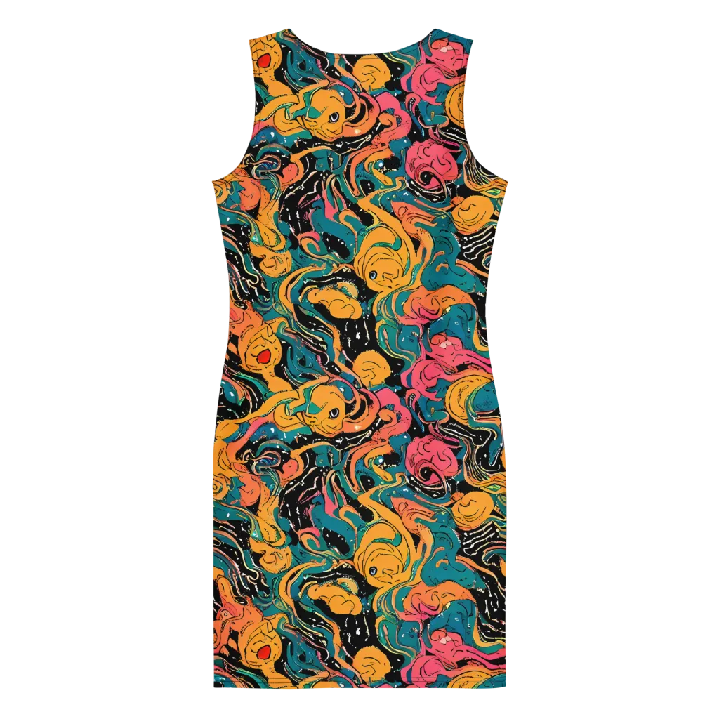 Ink Ocean on Bodycon Dress — Back