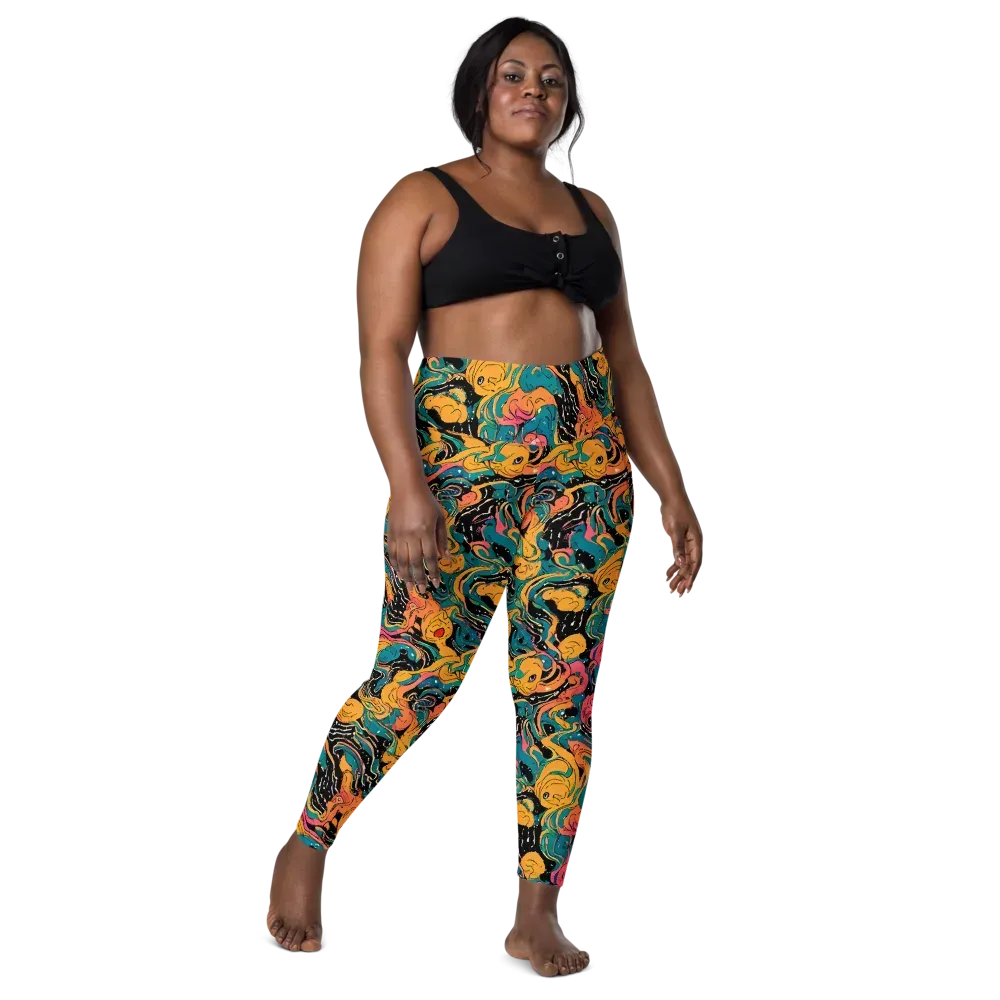 Ink Ocean on Leggings with Pockets — Front