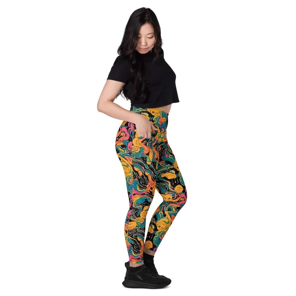 Ink Ocean on Leggings with Pockets — Right