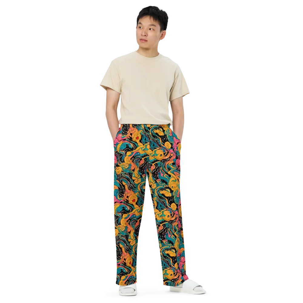 Ink Ocean on Wide-Leg Pants — Front