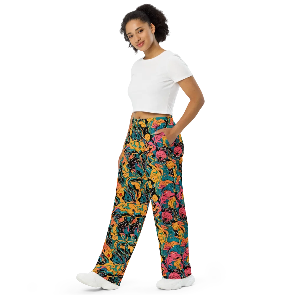 Ink Ocean on Wide-Leg Pants — Left Front
