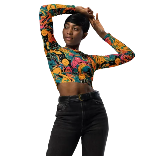 Ink Ocean on a Long Sleeve Crop Top